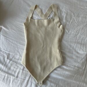 Square neck Cream Knit Bodysuit